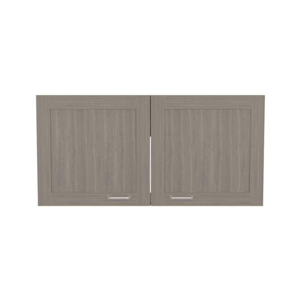 English Elm Zurich Wall Cabinet Double Door Wide with One Shelf, Light Gray MDF, Space-Saving Bardolino Finish B200P335340
