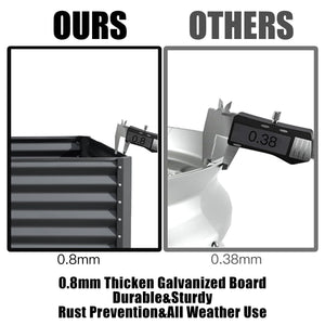 English Elm 8x4x1 Raised Garden Bed Galvanized Steel Outdoor Planter Box with Open Base, Support Rods & Safety Edge Gray W1859P197953