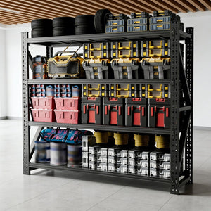English Elm Heavy Steel Garage Shelving Unit Six Thousand Pound Industrial Storage Rack Workshop W2735S00002
