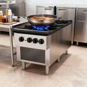English Elm Commercial Cast Iron Dual Burner Gas Hot Plate 180000 Btu Stainless Steel Range W5057P394274