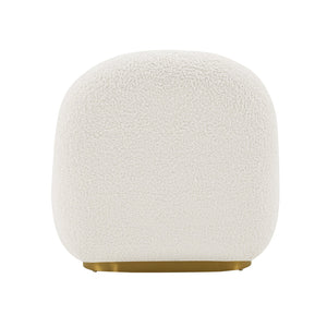 English Elm Edina Boucle Lounge Chair White — Luxurious Bouclé, Brushed Gold Base, 440 lb Capacity, Ready-to-Use B365P397977