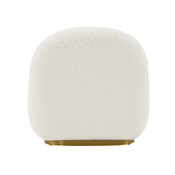 English Elm Edina Boucle Lounge Chair White — Luxurious Bouclé, Brushed Gold Base, 440 lb Capacity, Ready-to-Use B365P397977