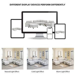 English Elm [new U-shaped Chenille Sectional Six Seat Tufted Couch with Usb Charging Storage Light Gray N723S1191K