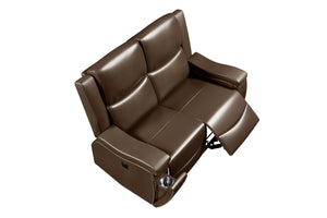 English Elm Recliner Plush 3-Seat Manual Sofa with Hidden Cup Holders, Headrest Support for Ultimate Comfort and Style Camel 60 L x 31 W x 26 H B089P240489
