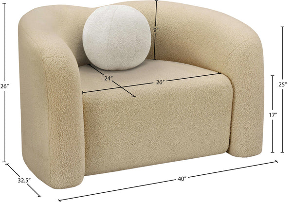 Kali Beige Faux Shearling Teddy Fabric Chair 186Beige-C Meridian Furniture