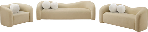 Kali Beige Faux Shearling Teddy Fabric Loveseat 186Beige-L Meridian Furniture