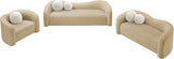 Kali Beige Faux Shearling Teddy Fabric Loveseat 186Beige-L Meridian Furniture