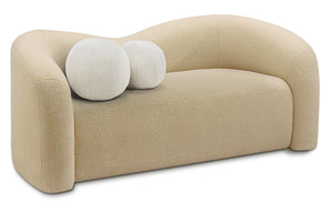 Kali Beige Faux Shearling Teddy Fabric Loveseat 186Beige-L Meridian Furniture