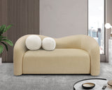 Kali Beige Faux Shearling Teddy Fabric Loveseat 186Beige-L Meridian Furniture