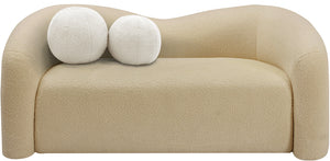 Kali Beige Faux Shearling Teddy Fabric Loveseat 186Beige-L Meridian Furniture
