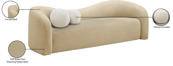 Kali Beige Faux Shearling Teddy Fabric Sofa 186Beige-S Meridian Furniture