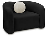 Kali Black Faux Shearling Teddy Fabric Chair 186Black-C Meridian Furniture