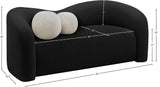 Kali Black Faux Shearling Teddy Fabric Loveseat 186Black-L Meridian Furniture