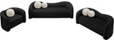 Kali Black Faux Shearling Teddy Fabric Loveseat 186Black-L Meridian Furniture