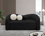 Kali Black Faux Shearling Teddy Fabric Loveseat 186Black-L Meridian Furniture