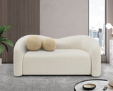 Kali Cream Faux Shearling Teddy Fabric Loveseat 186Cream-L Meridian Furniture