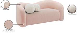 Kali Pink Faux Shearling Teddy Fabric Loveseat 186Pink-L Meridian Furniture