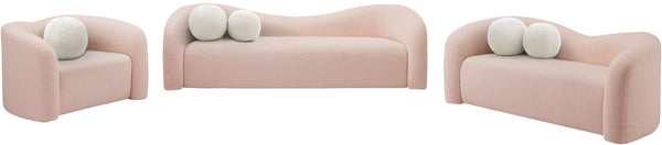 Kali Pink Faux Shearling Teddy Fabric Loveseat 186Pink-L Meridian Furniture