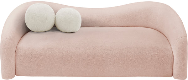 Kali Pink Faux Shearling Teddy Fabric Sofa 186Pink-S Meridian Furniture