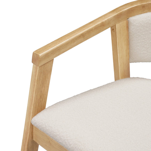 English Elm Christopher Knight Home® - U-shaped Mid-Century Dining Chair with Armrests, Bouclé Upholstery, High-Density Foam Comfort Beige,Oak N771P331338A
