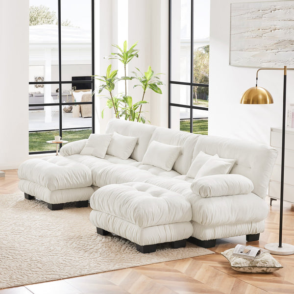 English Elm Luxury Modular U-Shaped Sectional Sofa - Oversized Cloud Couch With Ottomans For Stylish Living Spaces W714S01003