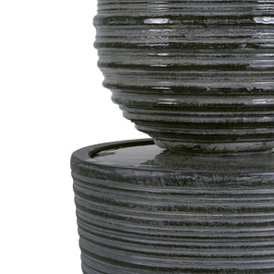 English Elm Christopher Knight Home® - 31.5"H Tall Striped Concrete Column Fountain with LED Light Effects, Weatherproof Accent for Courtyards N765P324550G