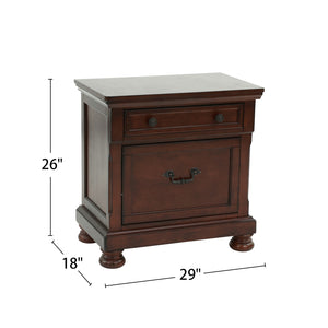 English Elm Rubber Wood 2-Drawer Nightstand in Antique Cherry Finish with Smooth Wood Glides, Sturdy Classic Design B016P251353