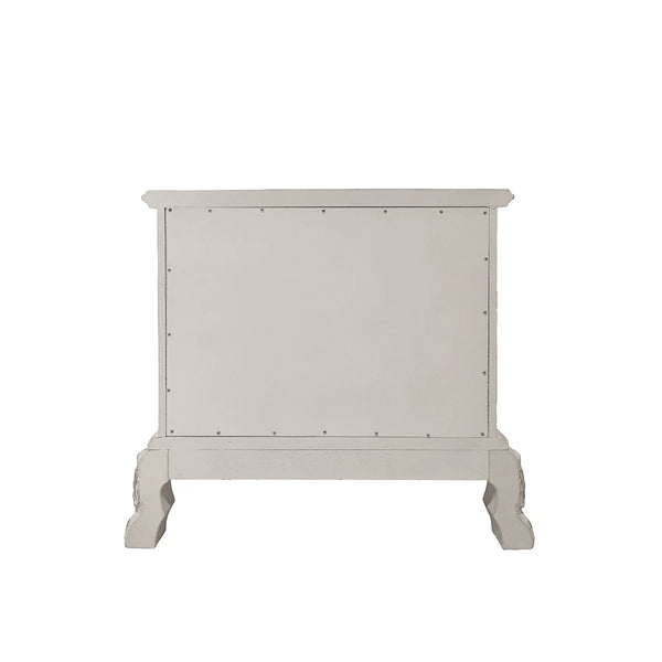 English Elm 2-Drawer Poplar Wood Nightstand Bone White Finish — Hand-Rubbed Layers, Carved Details, Ample Storage for Master Bedroom B016P261565