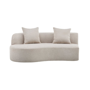 English Elm Christopher Knight Home® - 126" Curved Sectional Sofa In Almond Boucle - Modern Comfort For Stylish Living Spaces & Families N771P247830V_N771P247831V
