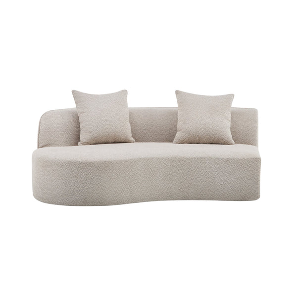 English Elm Christopher Knight Home® - 126" Curved Sectional Sofa In Almond Boucle - Modern Comfort For Stylish Living Spaces & Families N771P247830V_N771P247831V