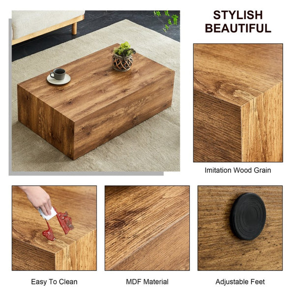 English Elm 39.3*23.6*12 Walnut Grain Mdf Low Profile Coffee Table for Modern Living Rooms Wood W1151P433605