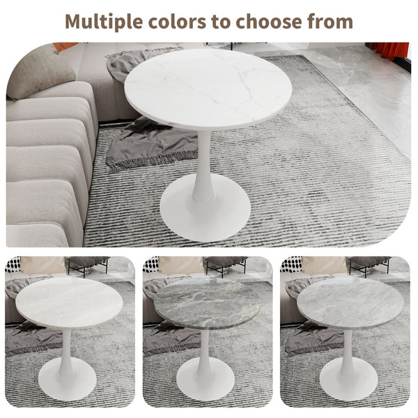 English Elm Marble-Top Round Side Table With Elegant Tapered Base, Modern Minimalist Design For Any Room W1935P353236