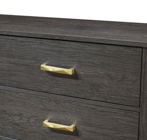 English Elm 1pc Contemporary 4-Drawer Storage Chest with Metal Handles and Luxe Metallic Accents for Bedroom Gold,Gray 36.91 L x 19.49 W x 52.64 H B2741P353124