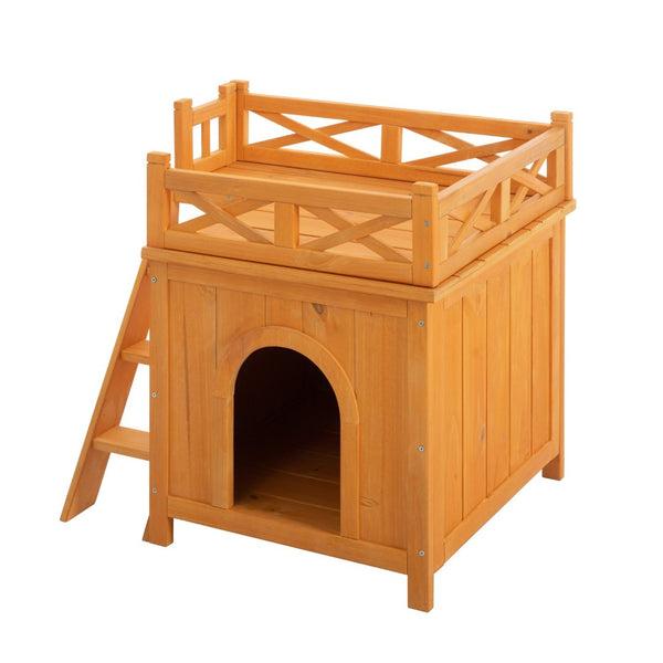 English Elm Weatherproof Pine Wood Catio Outdoor Cat Enclosure with Platforms Ramps and Pvc Roof N843MP003N