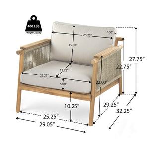 English Elm Christopher Knight Home® - Sumbawa Outdoor Club Chair Set Of 2 - Stylish Acacia Wood Frame & Easy-Care Cushions For Patios N775P226075B-S2