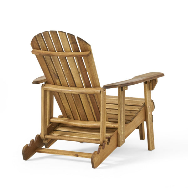English Elm Malibu Acacia Wood Reclining Adirondack Chair with Built-in Footrest for Outdoor Lounging 57345.00NTLS