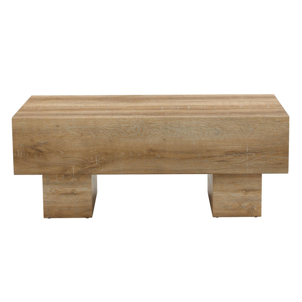 English Elm Modern Light Wood Texture MDF Coffee Table 43.3"x21.6"x17.2" — Spacious Top, Sturdy Legs, Easy Clean Finish W1151P295247