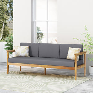 English Elm Christopher Knight Home® - GAVIN Dark Grey 3-Seater Sofa - Acacia Wood Frame, Water-Resistant Cushions, Slat Design, 76.5" 67310.00DGRY