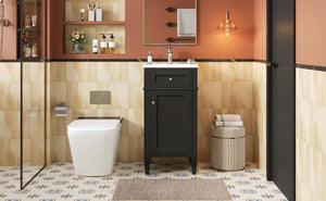 English Elm 16-inch French Style Freestanding Vanity Set with Ceramic Sink and Soft Close Cabinet Black N710P405388B