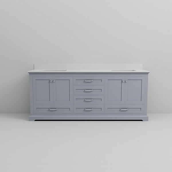 English Elm Dark Grey Double Bath Vanity 80 in W x 22 in D with White Quartz Top, Solid Wood, Soft-Close Drawers B2731P258270