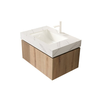 English Elm 30" Muri White Oak Plywood Vanity Cabinet Soft Close Doors Scandinavian Bathroom W2615P357187