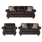 English Elm Leinster Faux Leather Upholstered Nailhead Sofa, Loveseat, and Chair Set