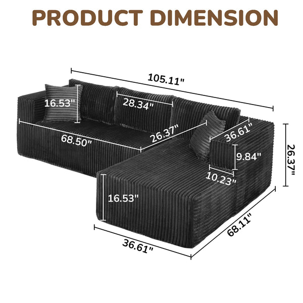 English Elm 105" L-Shaped Modular Sofa - Stylish, Space-Saving Design With Plush Foam Comfort For Any Room W1710S00423
