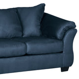 English Elm Aruca Sensations Microfiber Pillow Back Sofa, Navy Blue