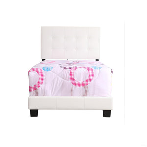 English Elm Caldwell Queen Bed with Button Tufted Faux Leather Headboard, Modern Upholstered Frame, 82"D White 5.5 L x 44 W x 25 H B078107973