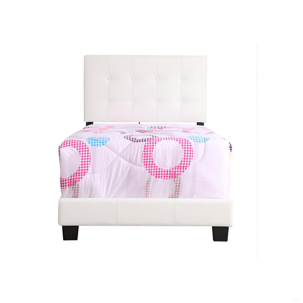 English Elm Caldwell Queen Bed with Button Tufted Faux Leather Headboard, Modern Upholstered Frame, 82"D White 5.5 L x 44 W x 25 H B078107973