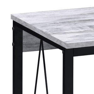 English Elm Antique White And Black Writing Desk - Rustic Industrial Design With Sturdy Metal Sled Base B062P184522
