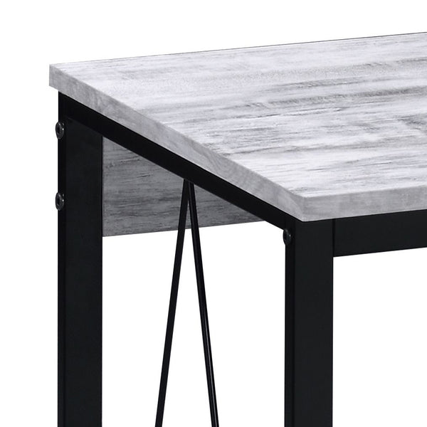 English Elm Antique White And Black Writing Desk - Rustic Industrial Design With Sturdy Metal Sled Base B062P184522