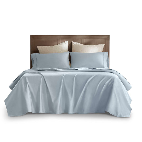 English Elm 4-Piece King Sateen Sheet Set In Serene Blue - Luxurious Egyptian Cotton, Deep Pocket For Ultimate Comfort B035P381321