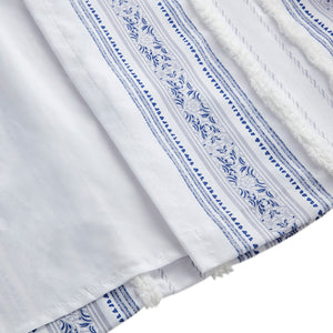 JLA Home Madison Park - Poly Veronica Navy Printed Curtain Panel with Tufted Stripe, Shu Velveteen Trim & Microfiber Lining for Light Filtering, Privacy and Insulation 95 L x 50 W x 0.13H MP40-8463